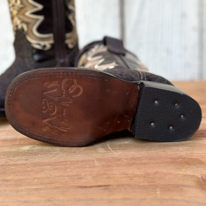 Bota Vaquera Café de Cuello de Toro para Niño | DA-MIlán | Suela de Vaqueta