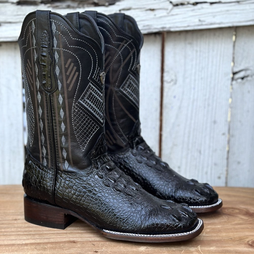 Bota Vaquera Exótica Negra Imitación Caimán para Hombre | RC-7101