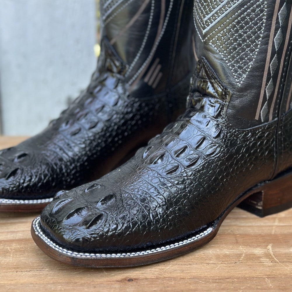 Bota Vaquera Exótica Negra Imitación Caimán para Hombre | RC-7101 (5)