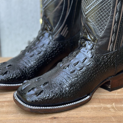 Bota Vaquera Exótica Negra Imitación Caimán para Hombre | RC-7101 (5)