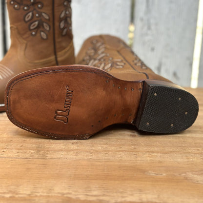 Bota Vaquera Tan con Bordado Floral para Mujer | SB-Margie (4)