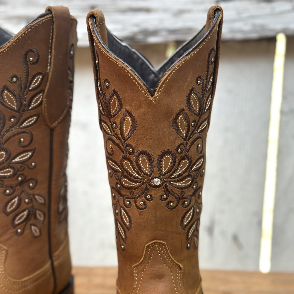 Bota Vaquera Tan con Bordado Floral para Mujer | SB-Margie (5)