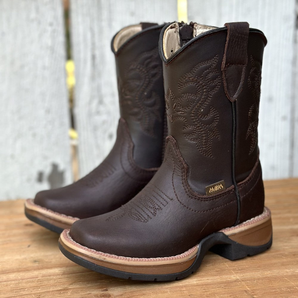 Bota Vaquera Café de Piel Floter para Niño | DA-Pepe 
