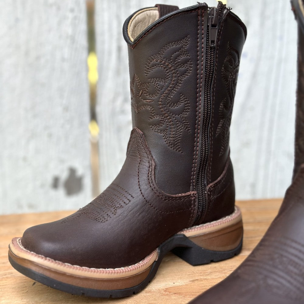 Bota Vaquera Café de Piel Floter para Niño | DA-Pepe | Con Zipper