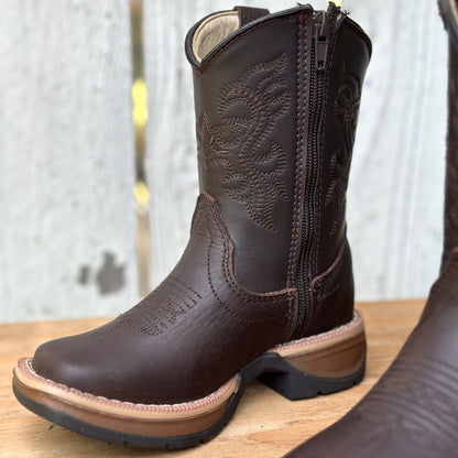 Bota Vaquera Café de Piel Floter para Niño | DA-Pepe | Con Zipper