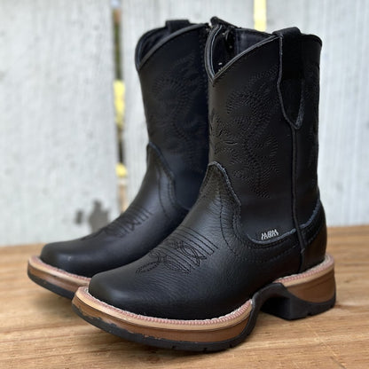 Bota Vaquera Negra de Piel Floter para Niño | DA-Pepe