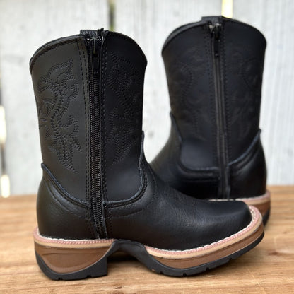 Bota Vaquera Negra de Piel Floter para Niño | DA-Pepe | con Cierre