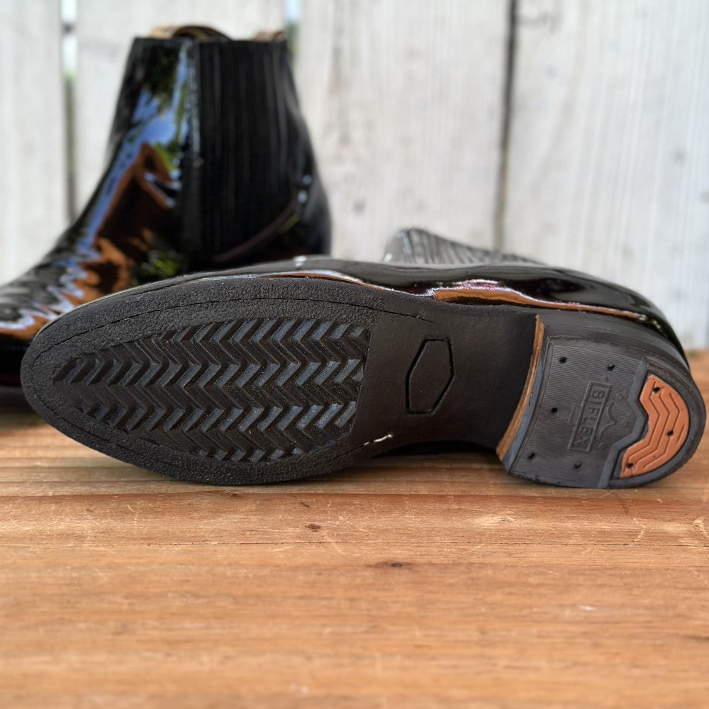 Botin Charro Negro de Charol para Hombre | WD-0523 | Botines Charros Negros | Suela de Hule