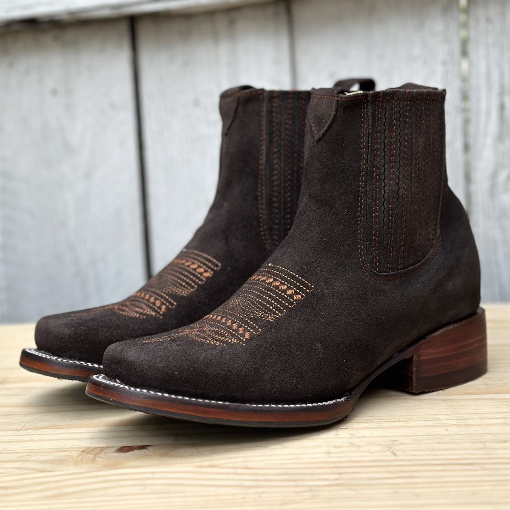 Botin Vaquero Color Chocolate de Gamuza para Mujer | JB-723D | Piel Genuina