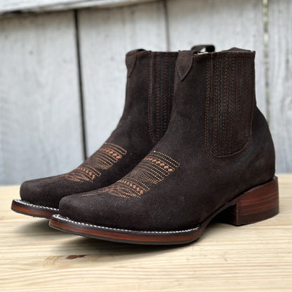 Botin Vaquero Color Chocolate de Gamuza para Mujer | JB-723D | Piel Genuina