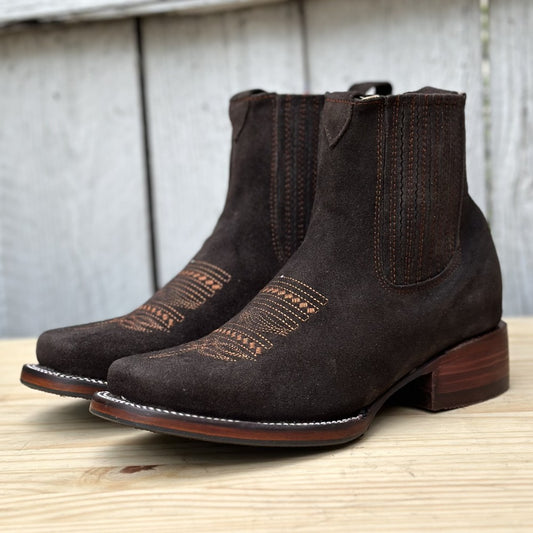 Botin Vaquero Color Chocolate de Gamuza para Mujer | JB-723D | Piel Genuina