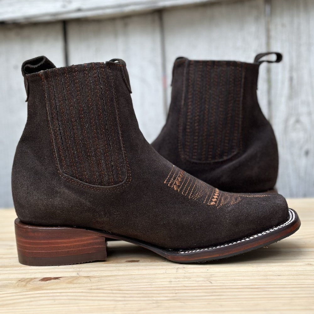 Botin Vaquero Color Chocolate de Gamuza para Mujer | JB-723D | Hecho en Mexico