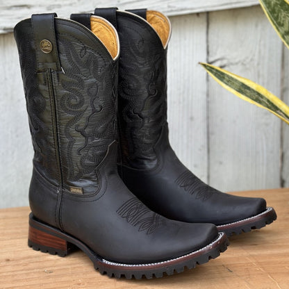 CB-010H-135 Negro Bota Vaquera con Suela de Tractor- Botas para