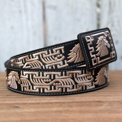 Cinturón Vaquero "Caballo" Negro y Beige - Cinturones Vaqueros para Hombre (6)