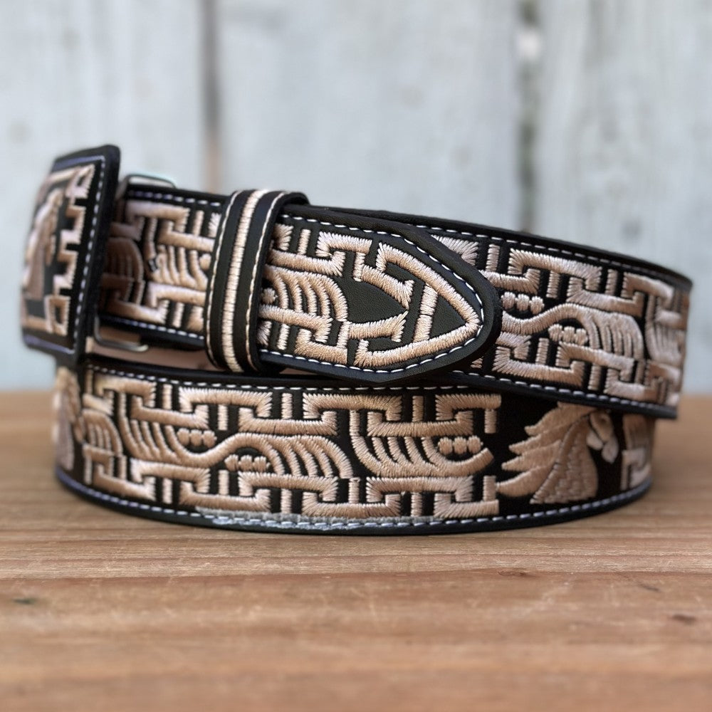 Cinturón Vaquero "Caballo" Negro y Beige - Cinturones Vaqueros para Hombre (5)