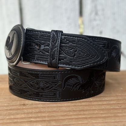 Cinturón Vaquero "Gallo" Negro de 2" con Bordado para Hombre (3)
