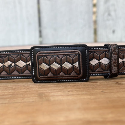 Cinturón Vaquero "Hexagono" - Cinturones Vaqueros para Hombre - Cinturones Vaqueros Mexicanos (2)