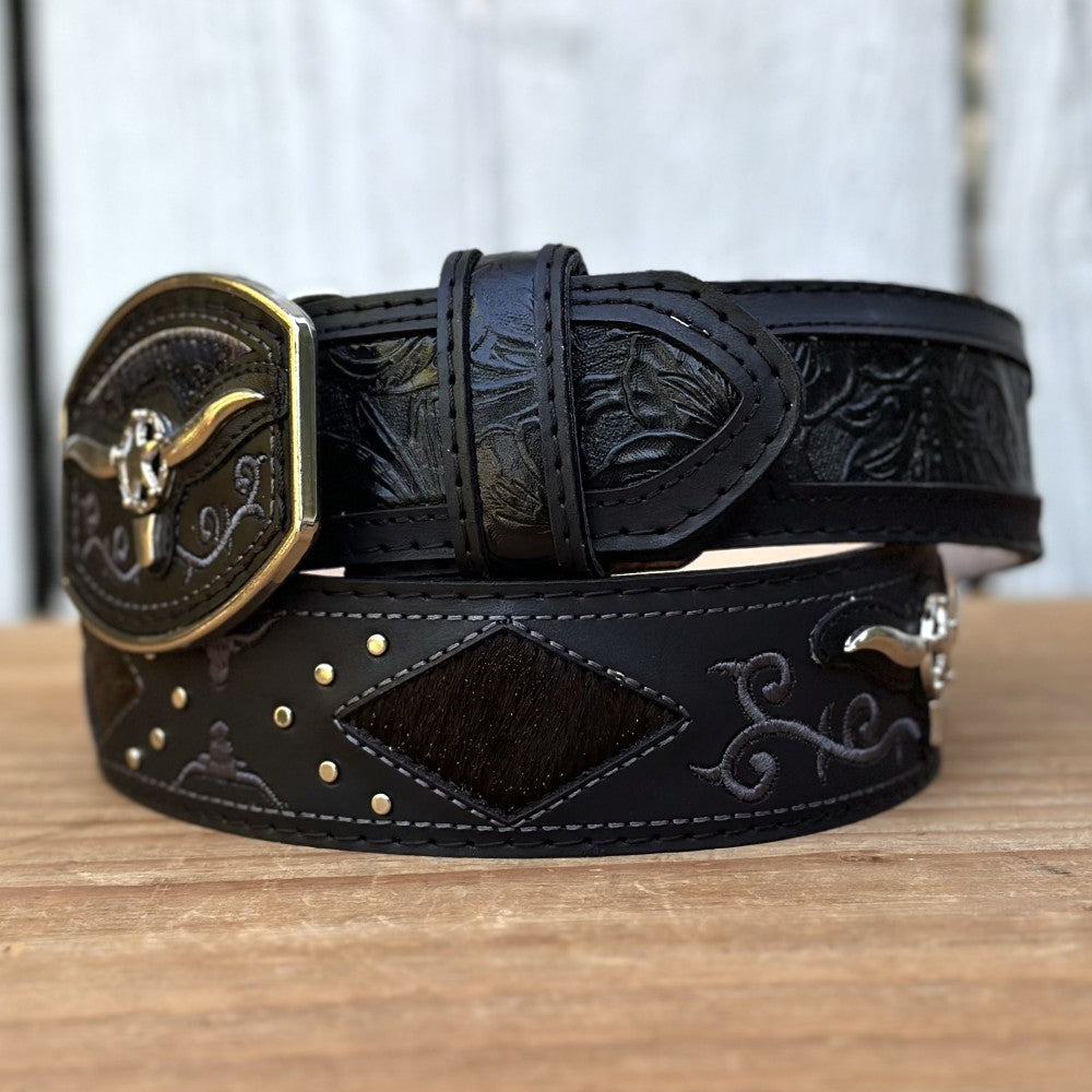 Cinturon Vaquero "Long Horn" Negro - Cinturones Vaqueros para Hombre (5)