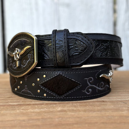 Cinturon Vaquero "Long Horn" Negro - Cinturones Vaqueros para Hombre (5)