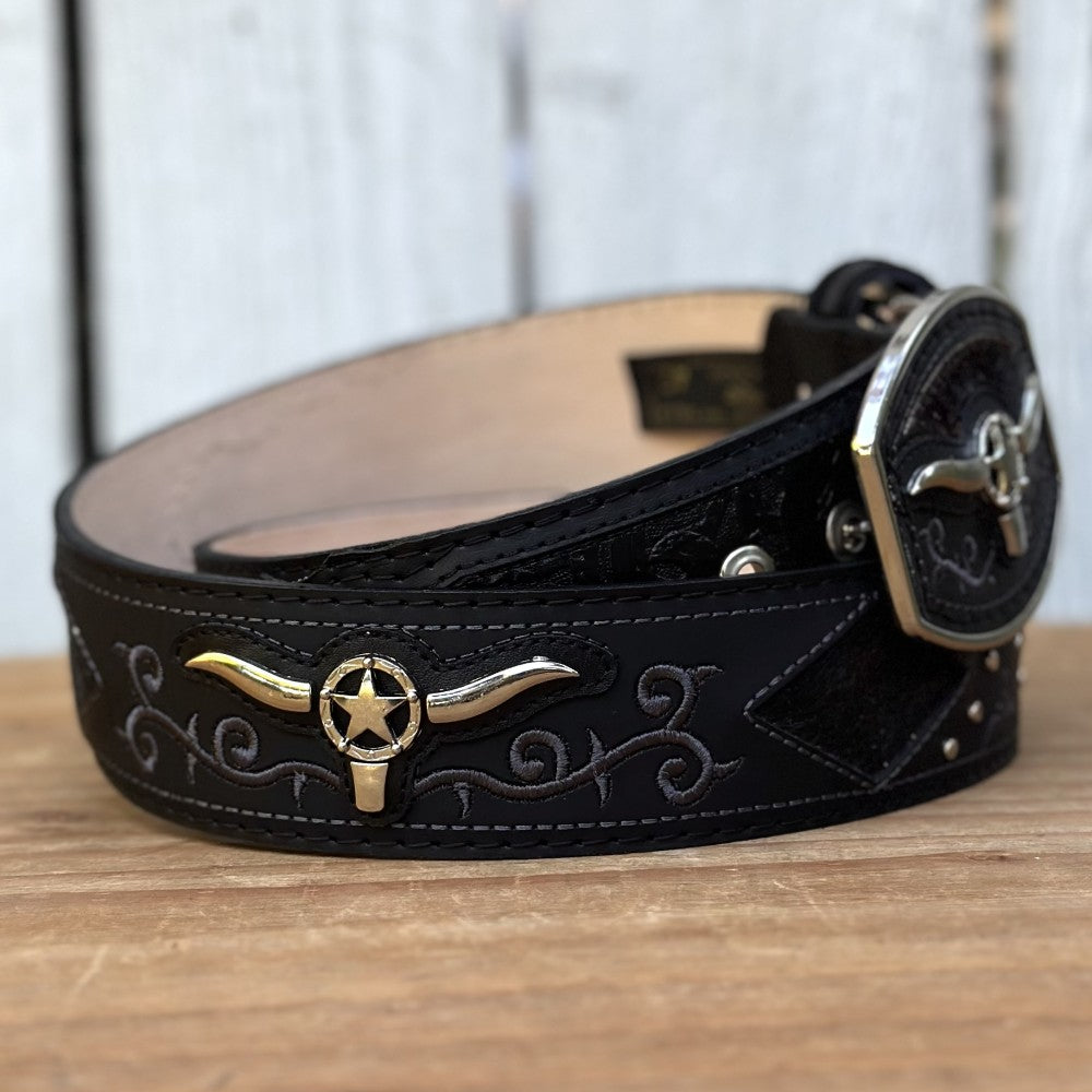Cinturon Vaquero "Long Horn" Negro - Cinturones Vaqueros para Hombre (6)