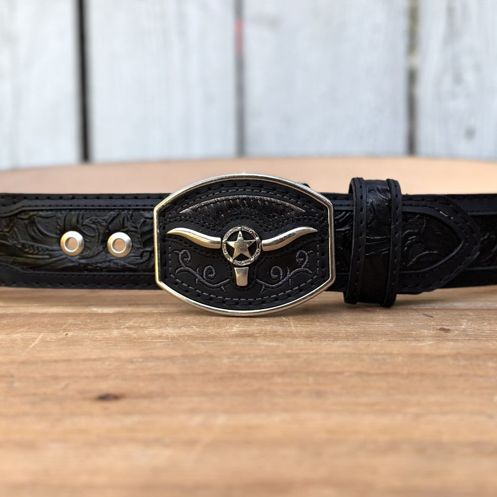 Cinturon Vaquero "Long Horn" Negro - Cinturones Vaqueros para Hombre (2)