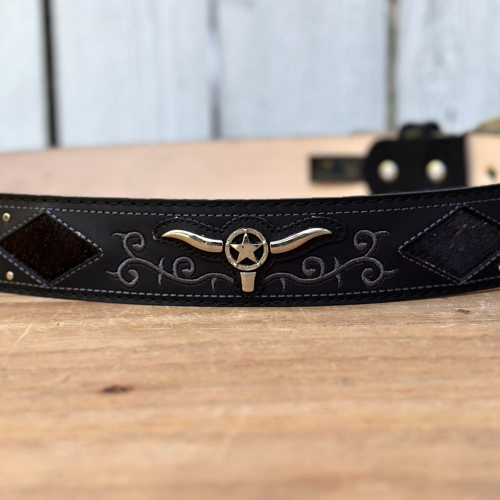 Cinturon Vaquero "Long Horn" Negro - Cinturones Vaqueros para Hombre (3)