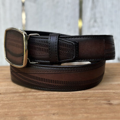 Cinturón Vaquero "Vaquero Fino" Café para Hombre | Cintos Vaqueros de Piel (5)