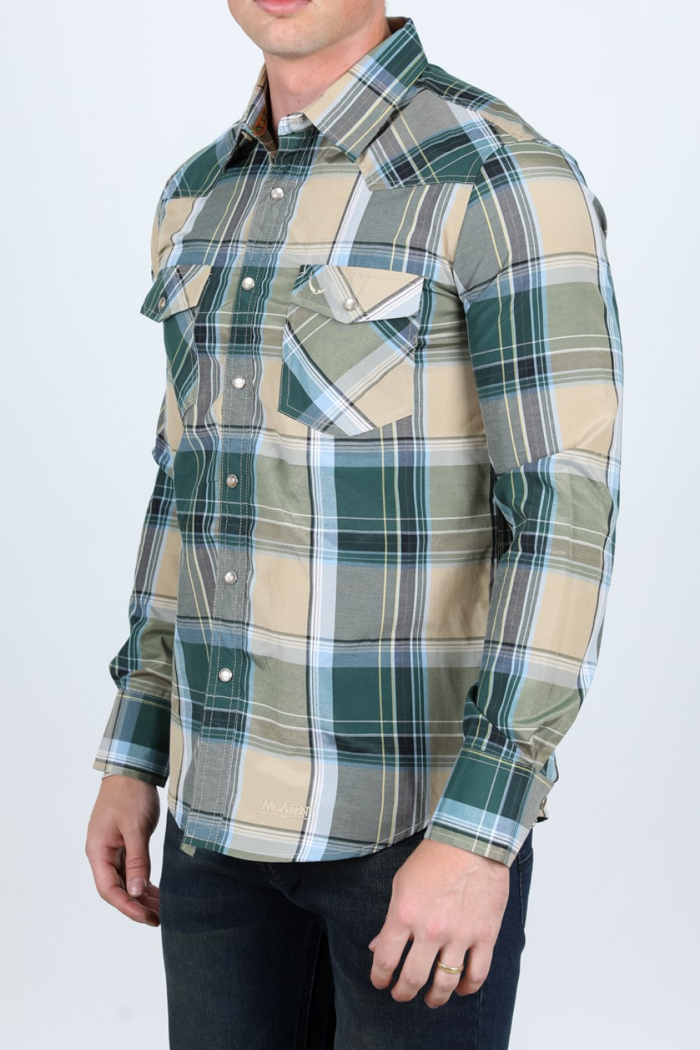 Camisa de Cuadros MC-200-54 - Camisas Vaqueras de Manga Larga para Hombre - Camisas Vaqueras Cafe para Hombre (2)