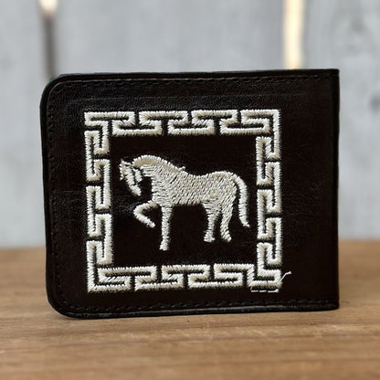 Cartera Vaquera Negra con Caballo Bordado - Carteras Vaqueras Mexicanas de Piel (2)