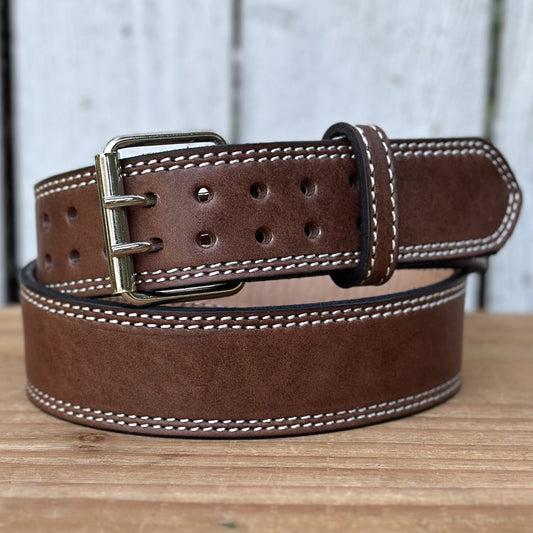 Cinturon Cafe Heavy Duty con Hebilla Doble Pasador y Rodillo