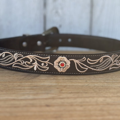DA-802 Chocolate - Embroidered Western Belts for Women