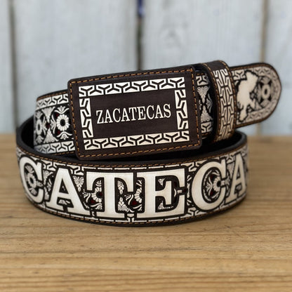 Cinturon Navajeado Personalizado de Zacatecas - Cinturones Vaqueros Navajeados - Cinturon de Zacatecas