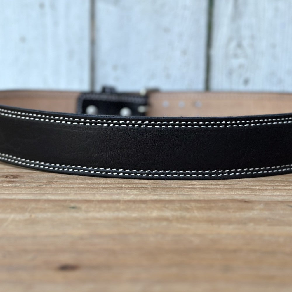 Cinturon Negro Heavy Duty con Hebilla Doble Pasador y Rodillo (3)