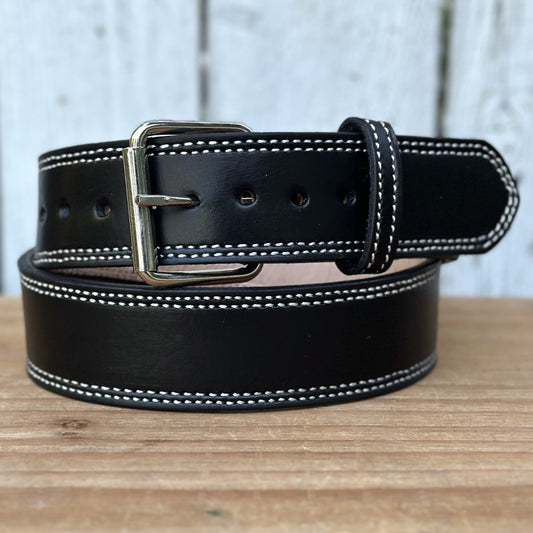 Cinturon Negro Heavy Duty con Hebilla de Un Solo Pasador y Rodillo