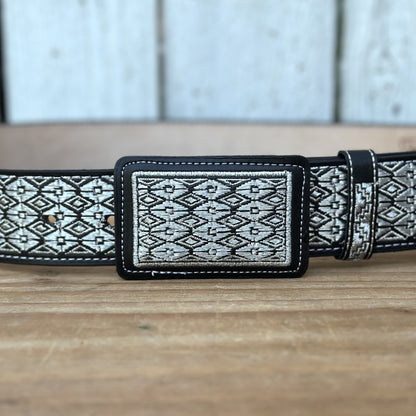 Cinturón Vaquero Negro y Plateado "Galante" - Cinturones Vaqueros para Hombre