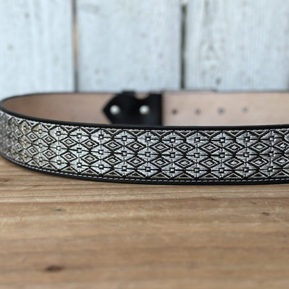 Cinturón Vaquero Negro y Plateado "Galante" - Cinturones Vaqueros para Hombre