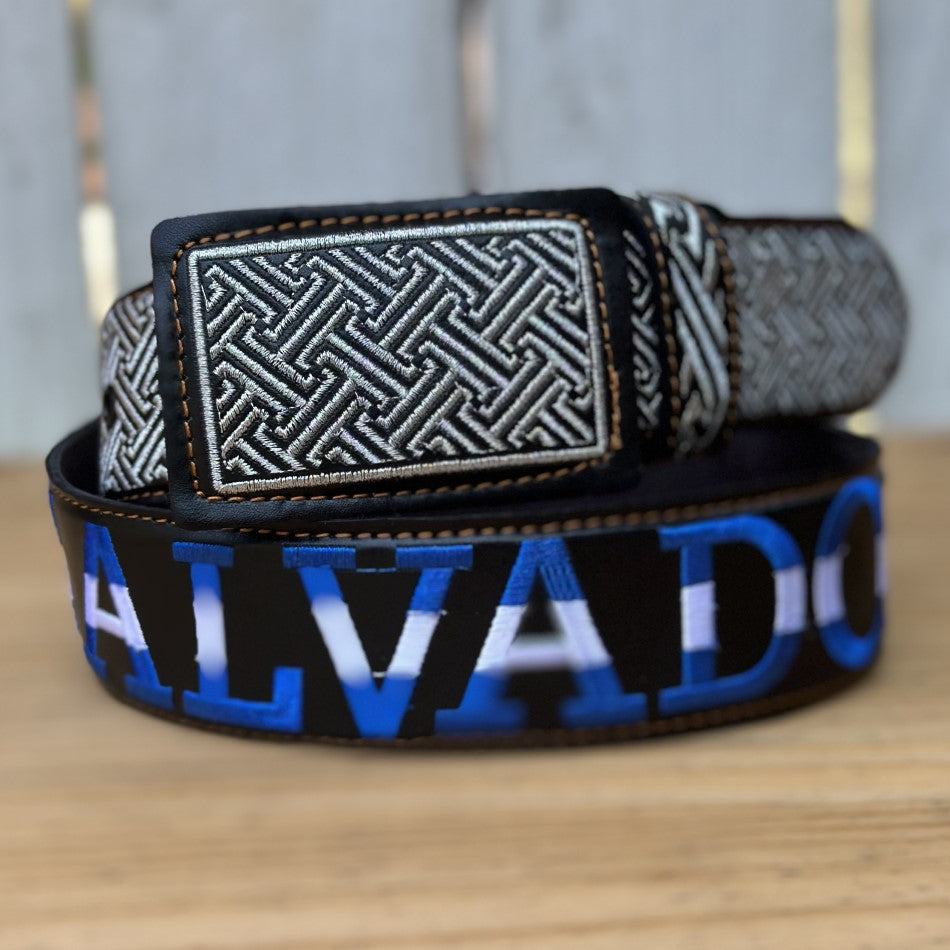 Cinturon de El Salvador Personalizado - Cinturon con El Salvador Bordado - Cinturones Personalizados