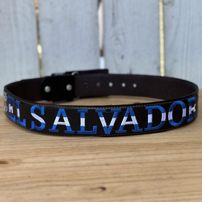 Cinturon de El Salvador Personalizado - Cinturon con El Salvador Bordado - Cinturones Personalizados (2)