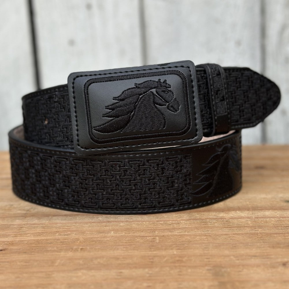 Cinturón Vaquero "Caballo" Negro de 2" - Cinturones Vaqueros para Hombre