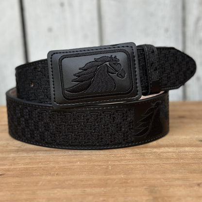 Cinturón Vaquero "Caballo" Negro de 2" - Cinturones Vaqueros para Hombre