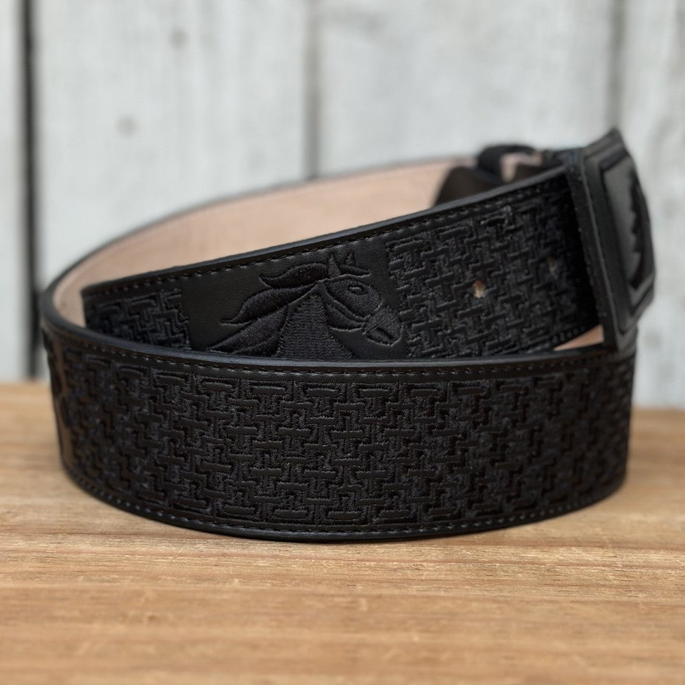 Cinturón Vaquero "Caballo" Negro de 2" - Cinturones Vaqueros para Hombre