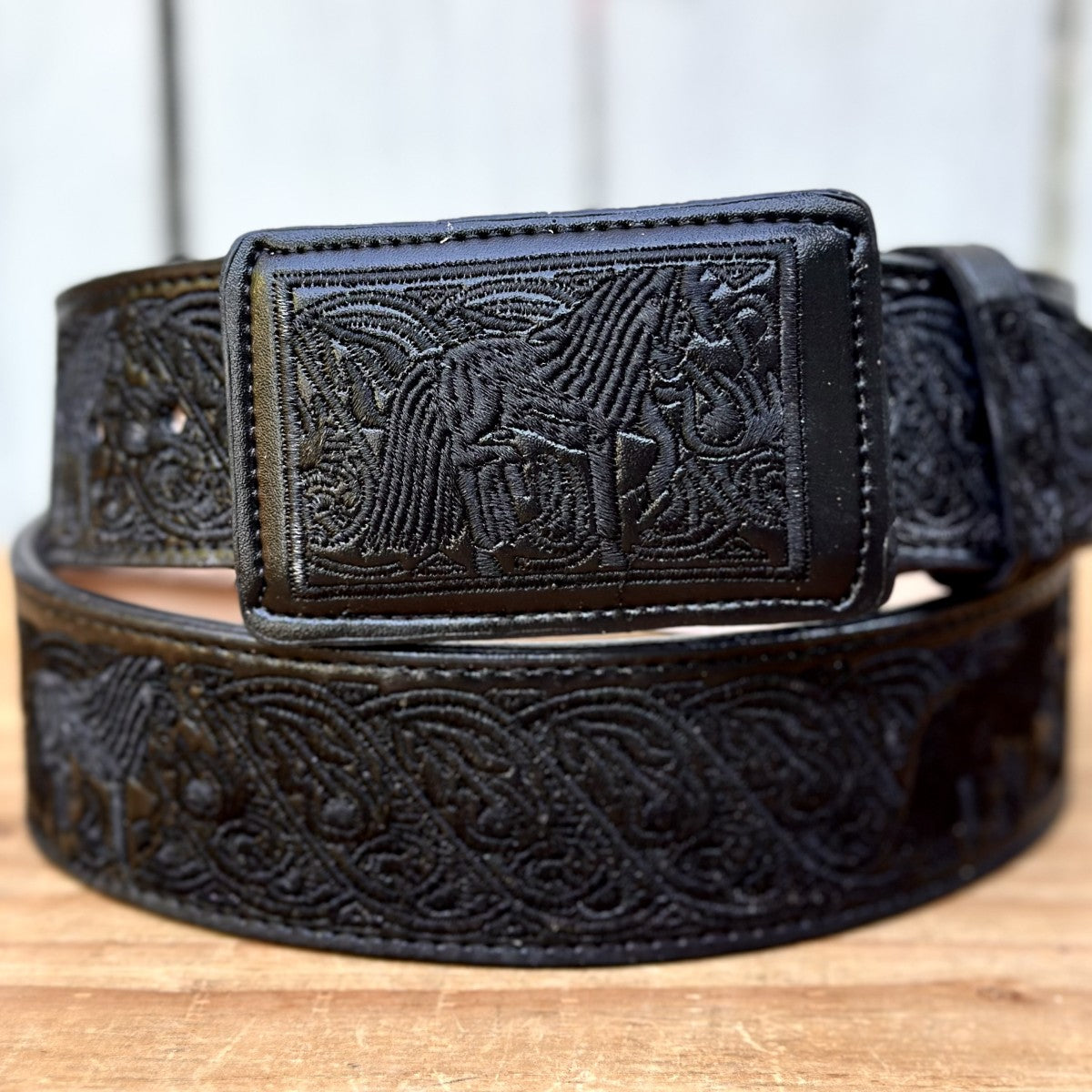 Cinturon Vaquero Caballo Orlas Negro de 2" - Cinturones Vaqueros para Hombre (2)