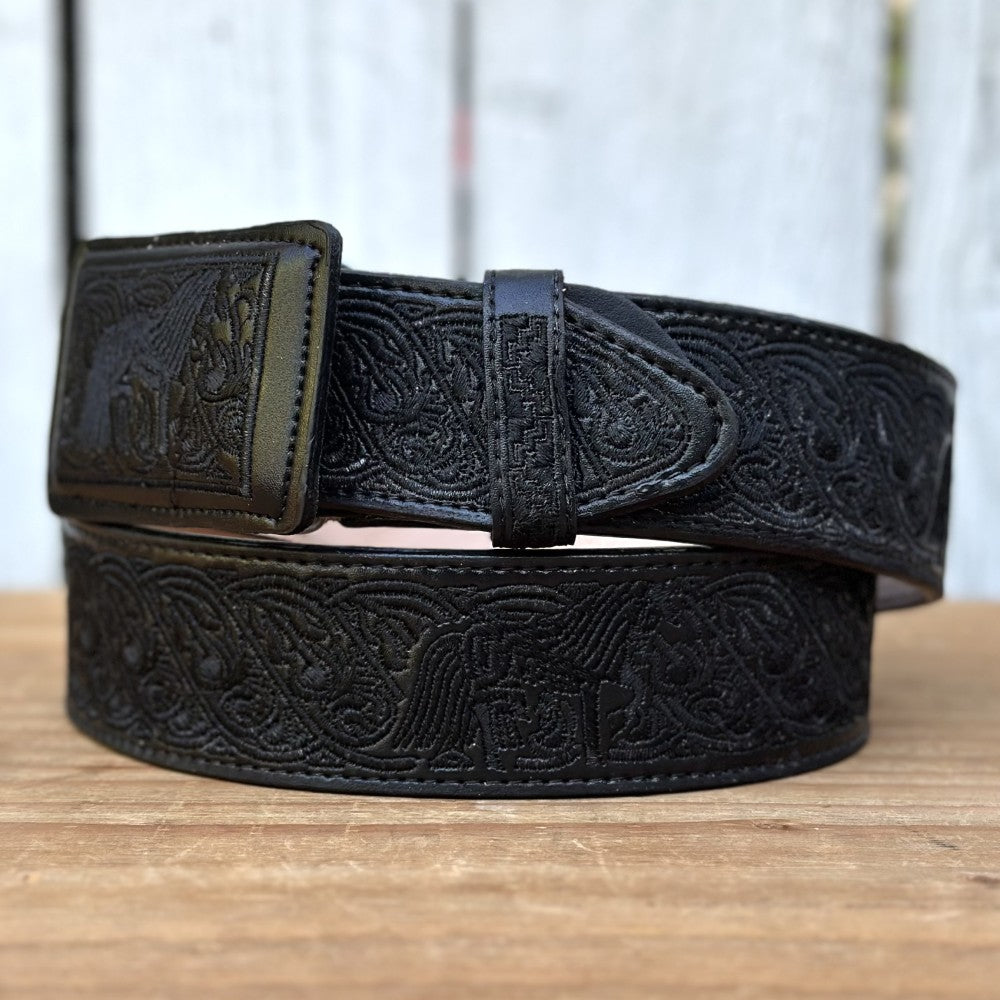 Cinturon Vaquero Caballo Orlas Negro de 2" - Cinturones Vaqueros para Hombre (4)