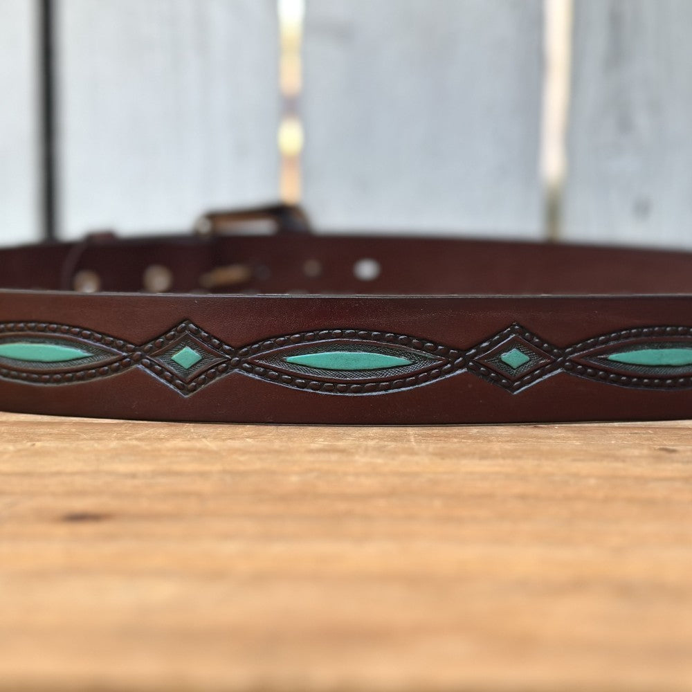 Cinturón Vaquero "Diamante" Café y Turquesa (2)