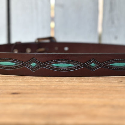 Cinturón Vaquero "Diamante" Café y Turquesa (2)