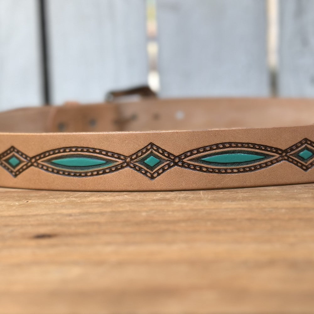 Cinturón Vaquero "Diamante" Natural y Turquesa (2)