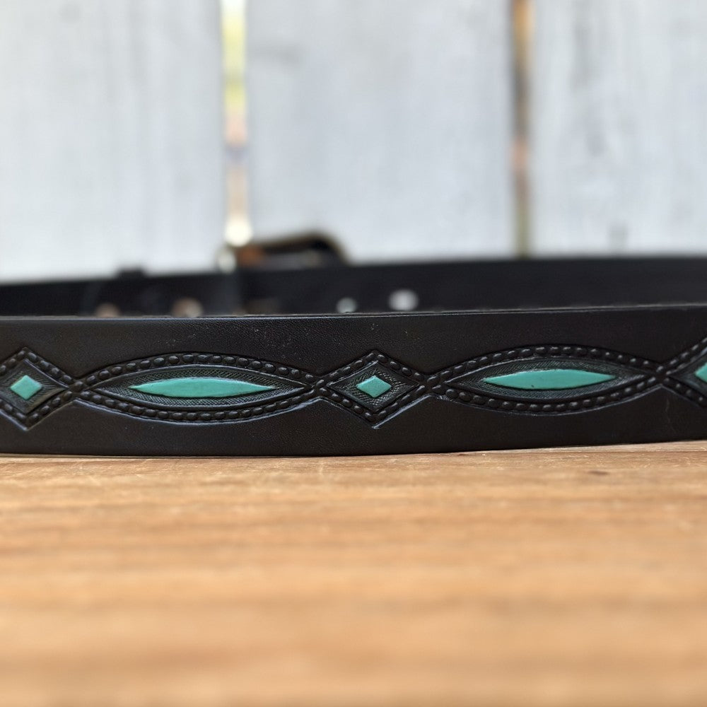 Cinturón Vaquero "Diamante" Negro y Turquesa - Cinturones Vaqueros para Hombre (2)