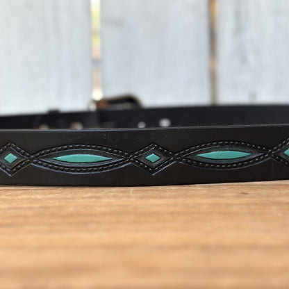 Cinturón Vaquero "Diamante" Negro y Turquesa - Cinturones Vaqueros para Hombre (2)