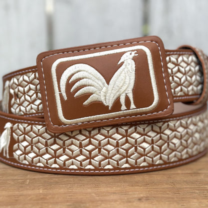 Cinturón Vaquero "Gallo" Natural de 1 1/2" con Hebilla Rectangular - Cinturones Vaqueros para Hombre (6)