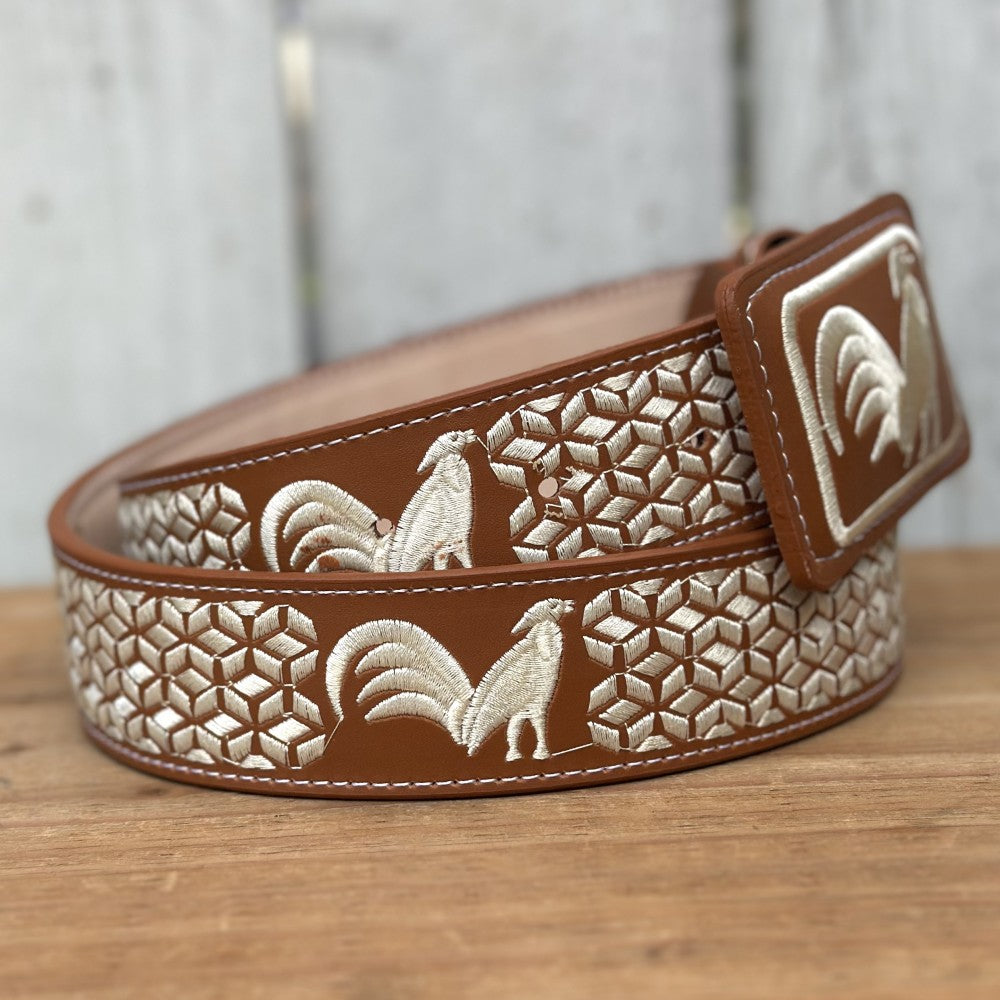 Cinturón Vaquero "Gallo" Natural de 1 1/2" con Hebilla Rectangular - Cinturones Vaqueros para Hombre (5)